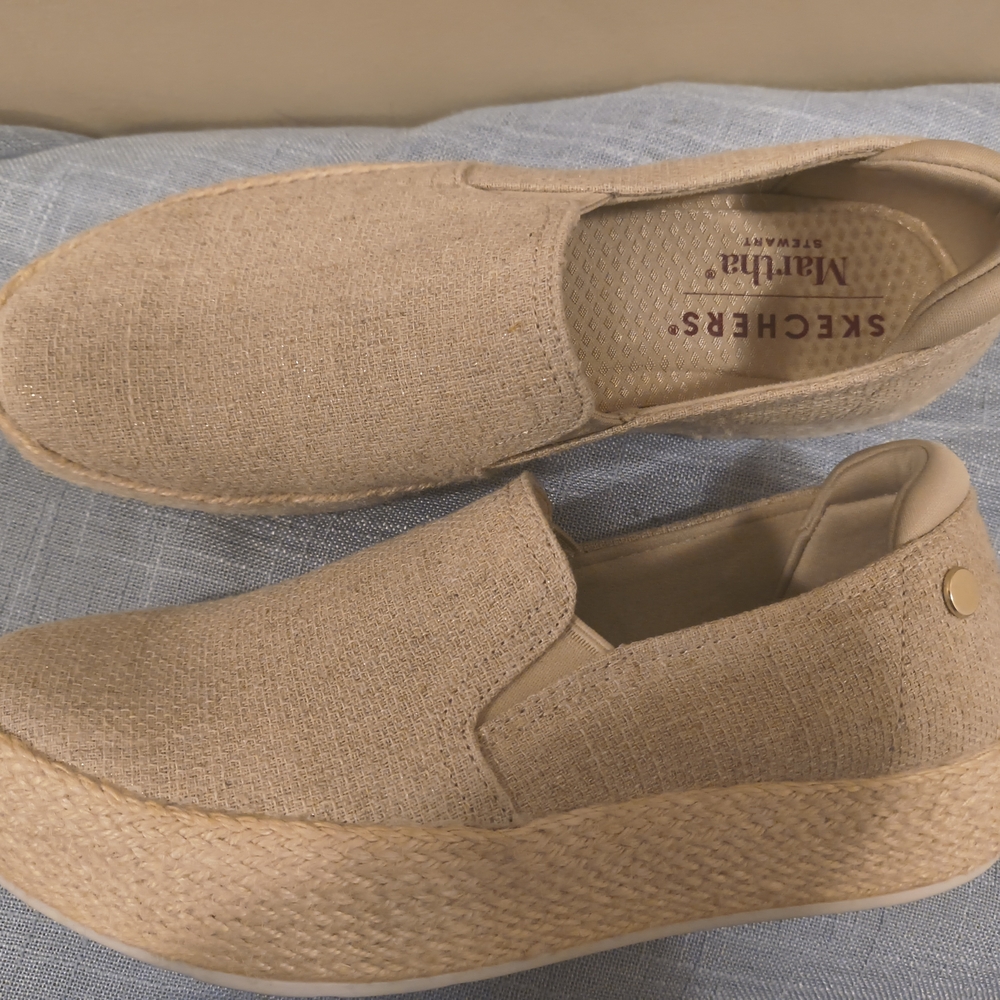 Skechers Martha Stewart Espadrille Slip-On Shoes Beige Size 8